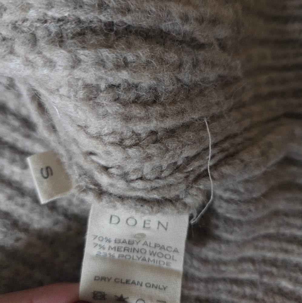Doen Adelia Beige Alpaca Wool Cardigan Sweater Size Small - Picture 4 of 8